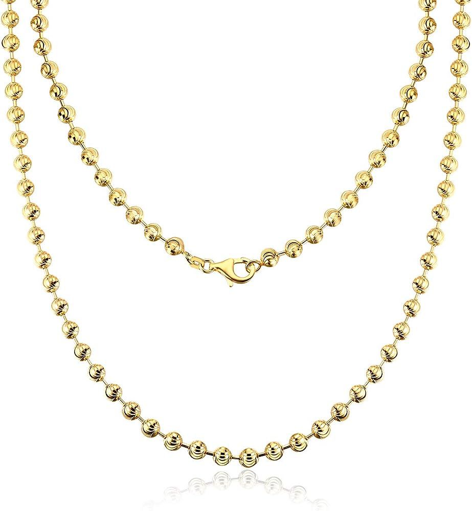 Gold Diamond Cut Beads Moon Chain - Volusia Diamond