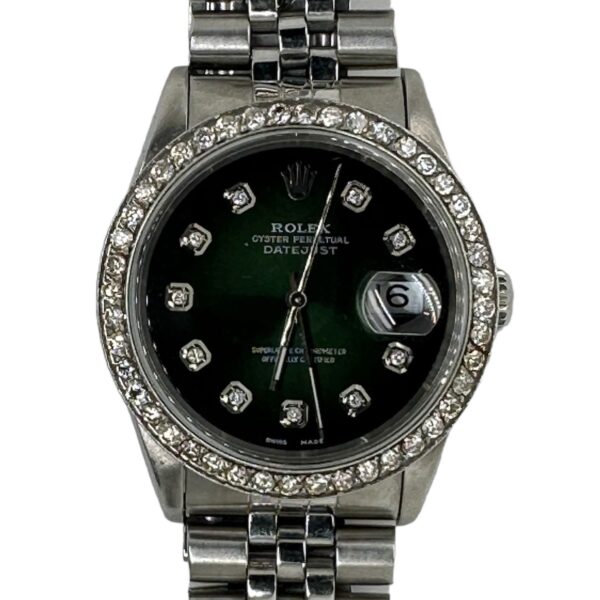 Rolex DateJust 36mm Green Dial Diamond Bezel Jubilee Band Stainless
