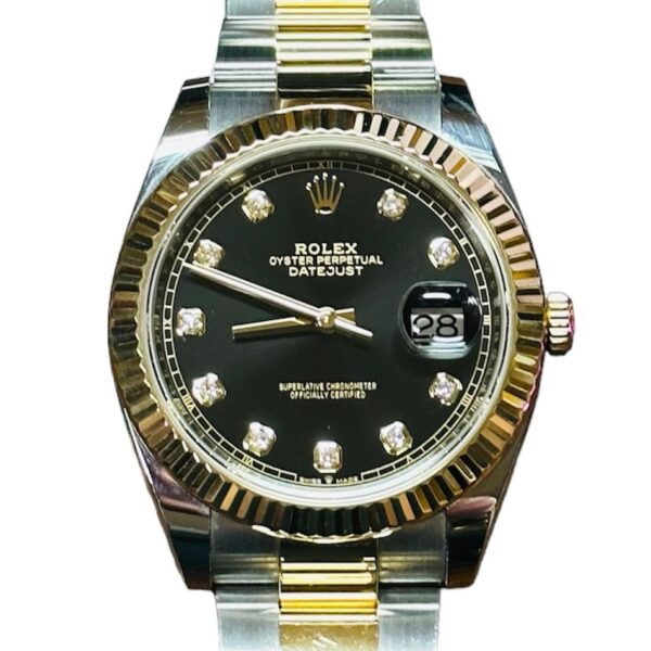 Rolex Datejust 41mm Black Diamond Dial TwoTone Oyster Band