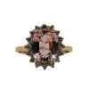 Ladies Morganite Oval in Star of Diamonds Halo Rose Gold